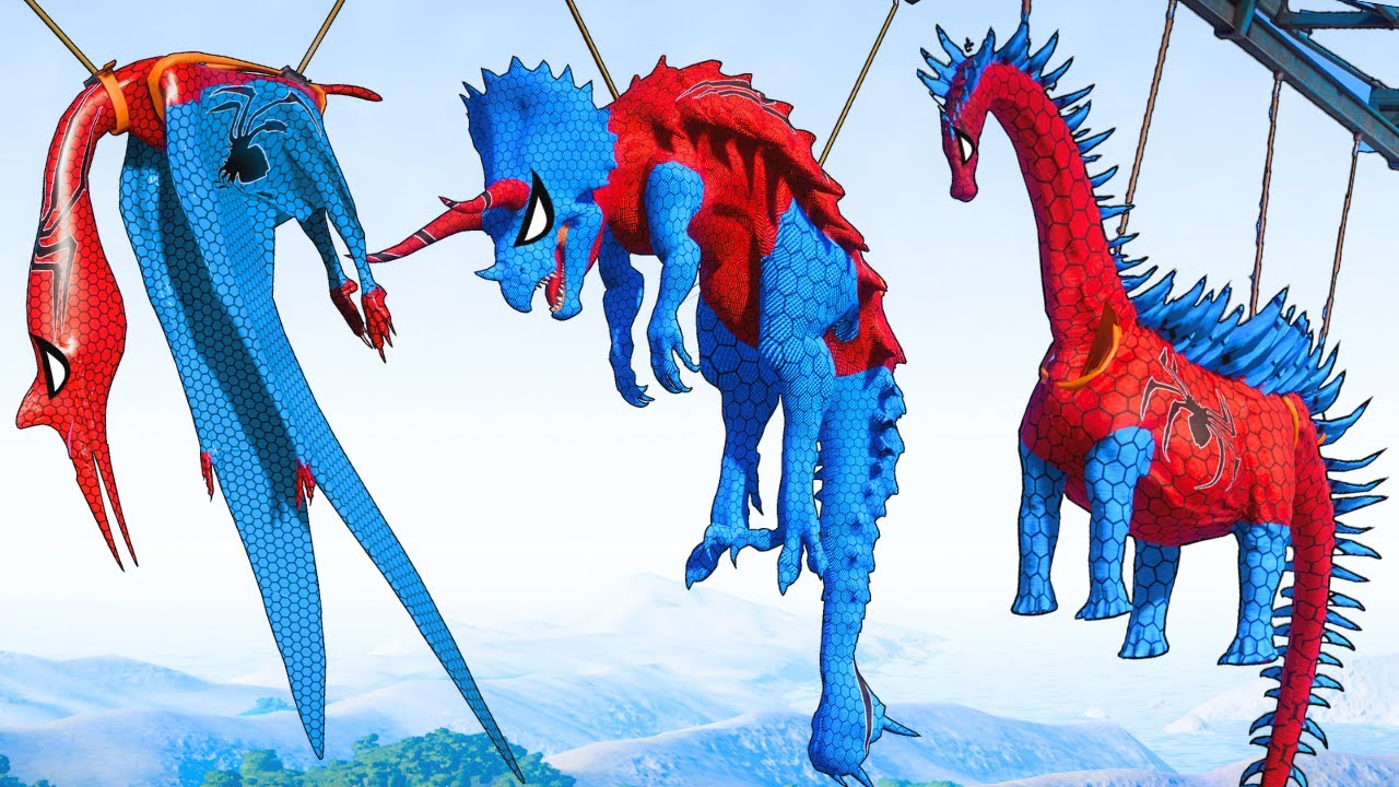 Epic SuperHeroes Dinosaurs vs Spider-Man T-Rex & Spinosaurus | Jurassic World Fight 🦖🔥