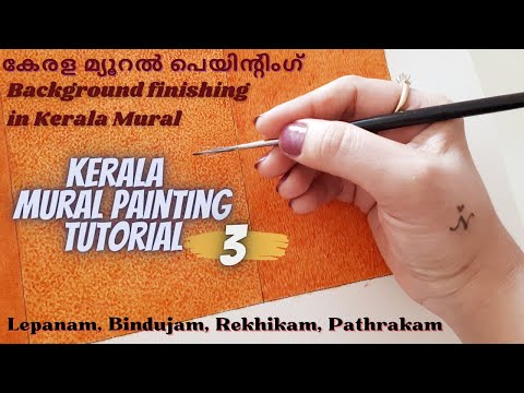Background finishing in Kerala mural | Lepanam, Bindujam, Rekhikam, Pathrakam | Tutorial