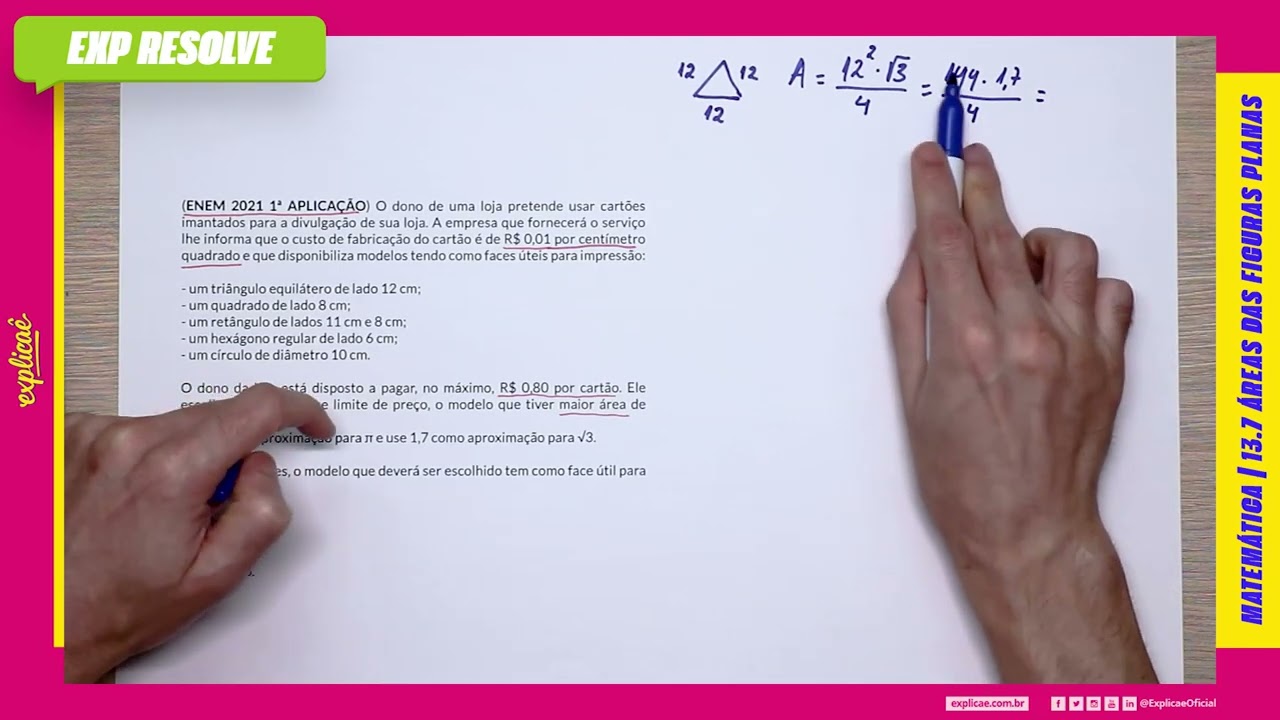 O DONO DE UMA LOJA PRETENDE USAR CARTÕES IMANTADOS PARA A (...) | ÁREAS DAS FIGURAS PLANAS