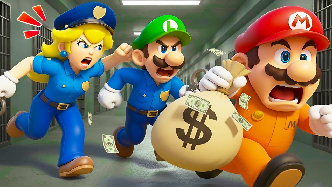 Mario ESCAPE JAIL WITH MONEY?! Can Peach & Luigi Police CATCH him?! | The Super Mario Bros Animation