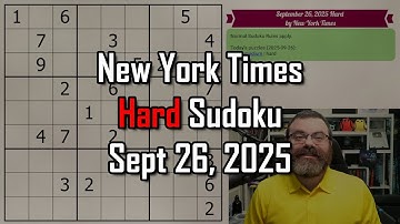 NYT Hard Sudoku Walkthrough | Sept 26, 2025