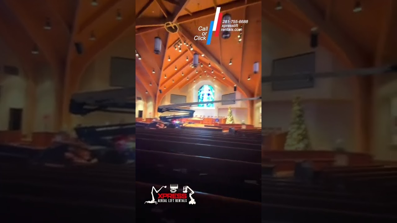 Atrium Man Lift Rental at a Church in Houston Tx