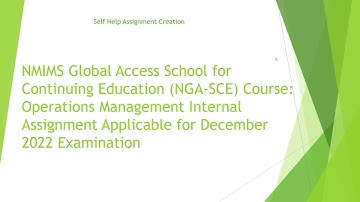 NMIMS Assignment: Operations Management | MBA 2nd Semester | December Cycle | self help | Short