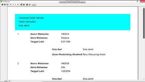 Tugas 12 Laporan Data Mahasiswa Delphi 7 Mahasiswa Informatika Filkom Universitas Nurdin Hamzah