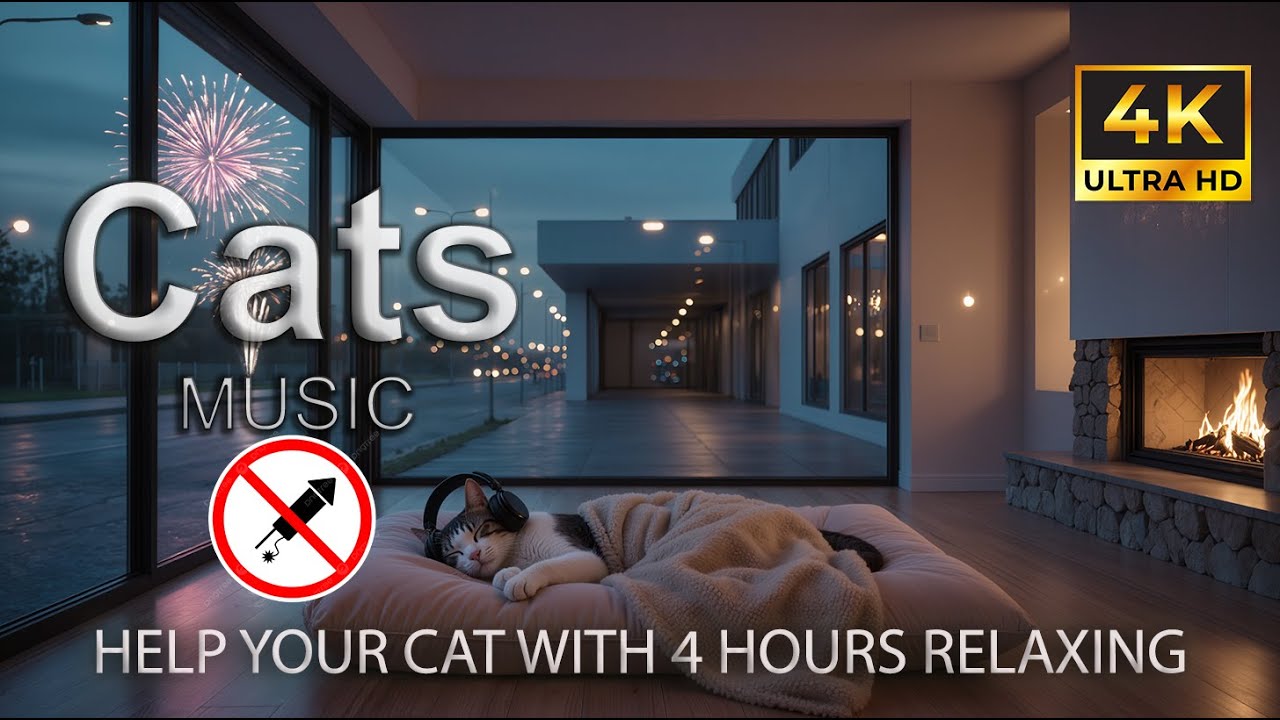 Relaxing Music for Cats 🐱 with Pink Noise & Purring | Anxiety Relief 4H
