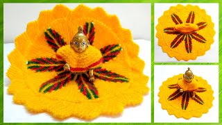 How to make knitting leaf pattern poshak of Laddu Gopal | Kanha ji woolen dress knitting | Bal Gopal