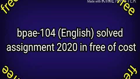 Bpae 104 solved assignment 2019-20
