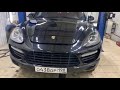 Porsche cayenne 958 2011 года. Турбо версия. Установка неоригинальных LED фар вместо штатных.