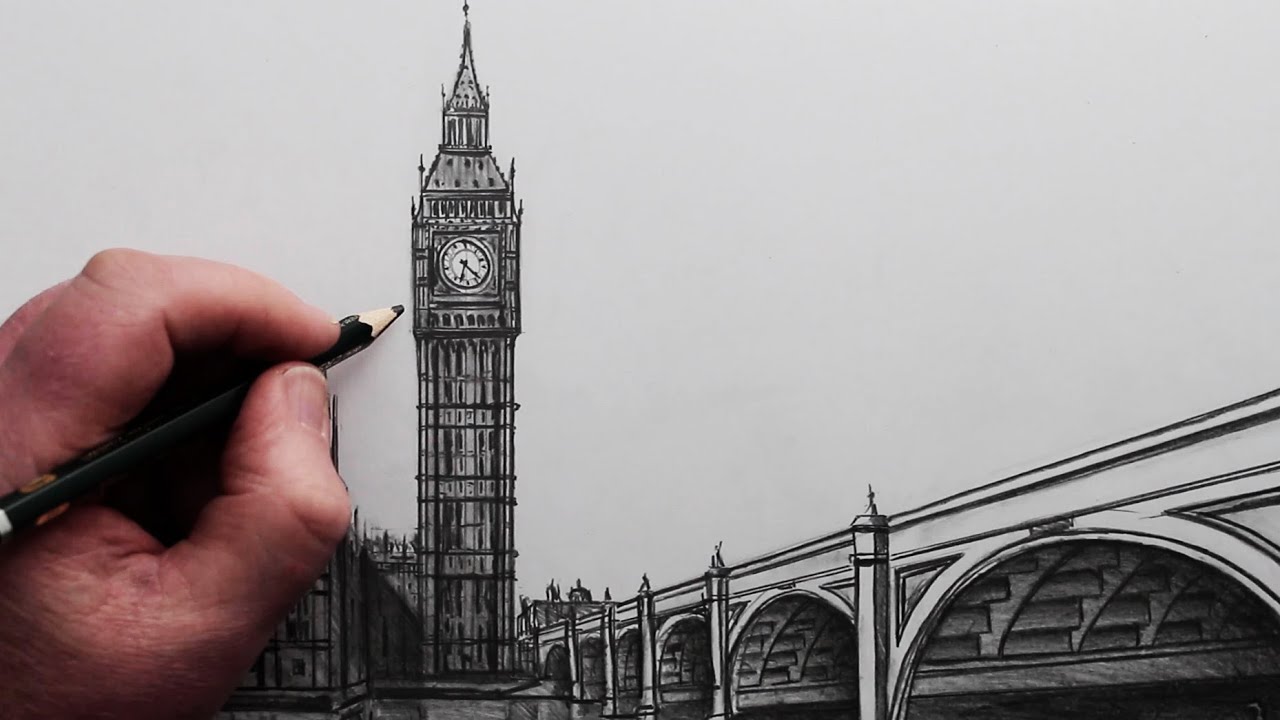 Easy How to Draw Big Ben Tutorial and Big Ben Coloring Page | Dream Artz  Studio - YouTube