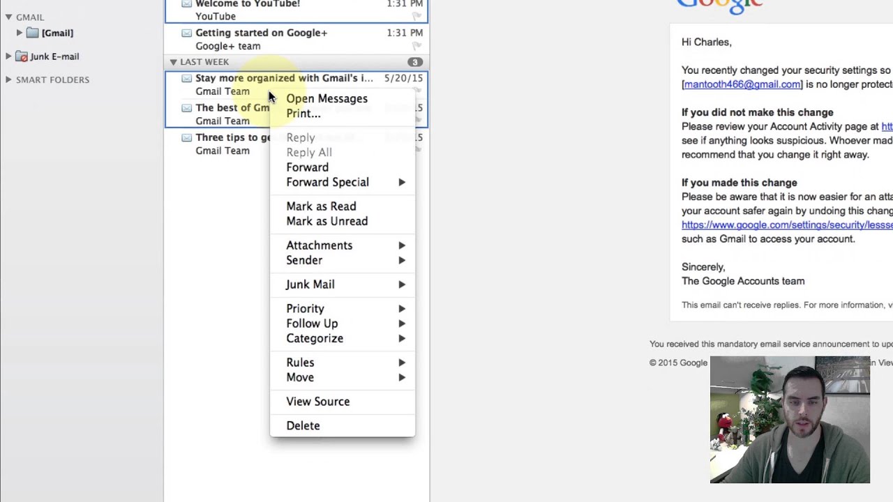 elimina innumerevoli e-mail in Outlook su un mac