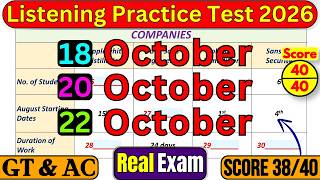 18 OCTOBER, 20 OCTOBER & 22 OCTOBER 2026 IELTS Listening Practice Test with Answers | IELTS PRACTICE