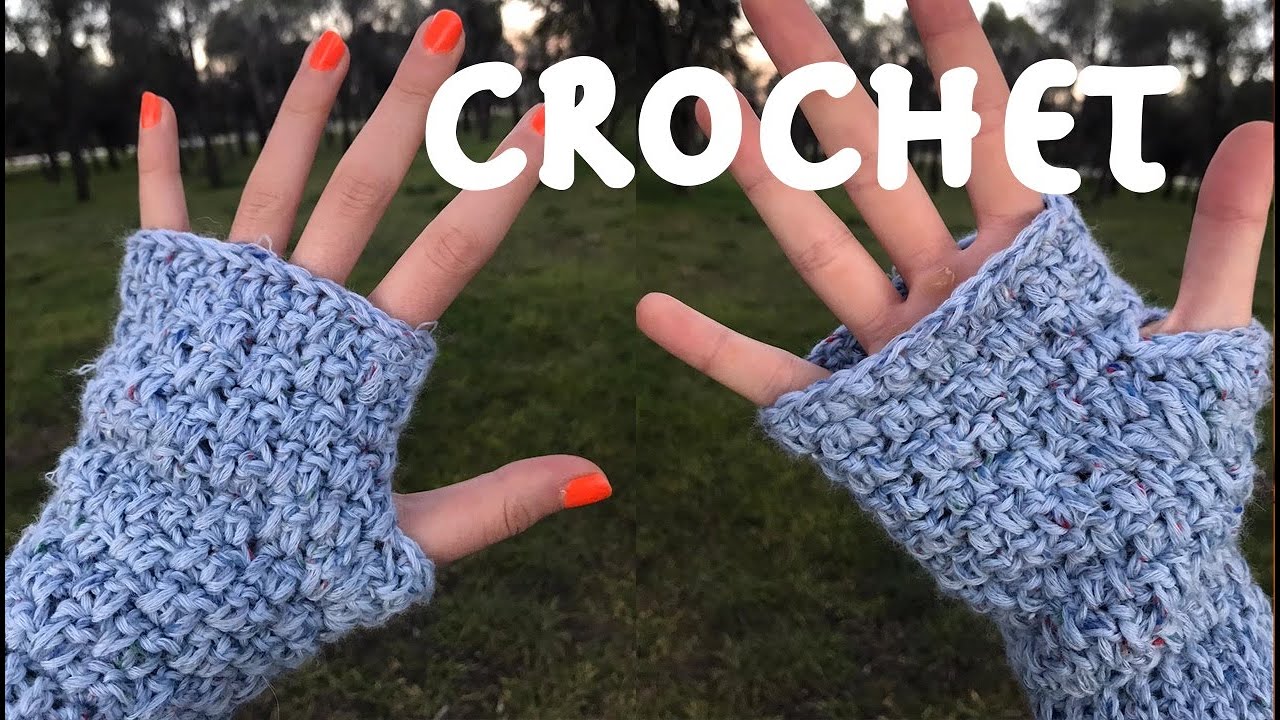 Mujer hermosa Más impuesto Crochet Mitones Tweed, guantes sin dedos a ganchillo - YouTube