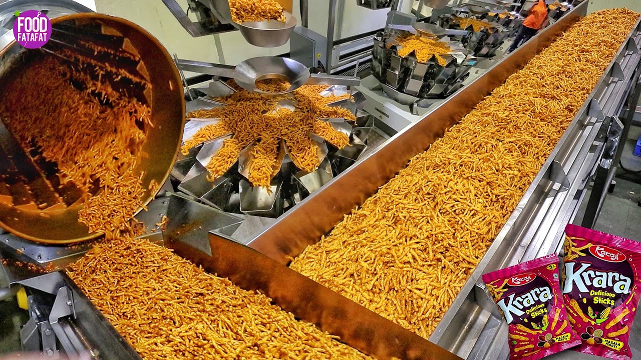 Factory Making Of Krara Sticks  इस तरह बनाए जाते हैं सबके पसंदीदा कुरकुरे | Indian Street Food | Food Fatafat