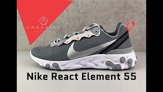 Nike React Element 55 ‘cool grey/metallic silver’ | UNBOXING & ON FEET | fashion shoes | 2019