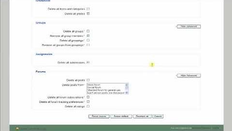 Using the "Reset" function in Moodle