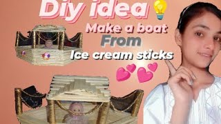 how to make a icecream stick boat 😊 ice cream sticks se naav bnana sikhe ❤️