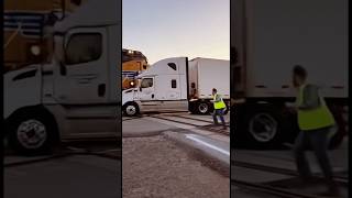 Train SMASHES Stuck Semi… Driver Escapes by 0.5 Seconds 😱🚛🚂