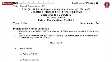 BSC 3RD SEM AIML INTERNET TOOLS AND APPLICATIONS DEC 2022 | PTU
