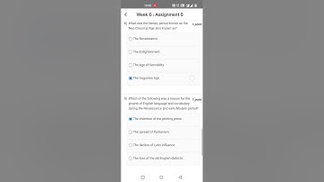History of English Language and Literature NPTEL week 6 assignment solution