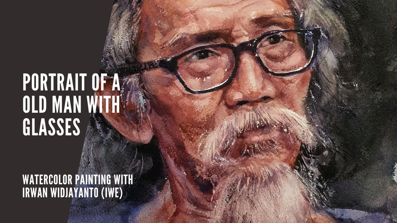 Watercolor Painting | Old Man with Glasses (Portrait)