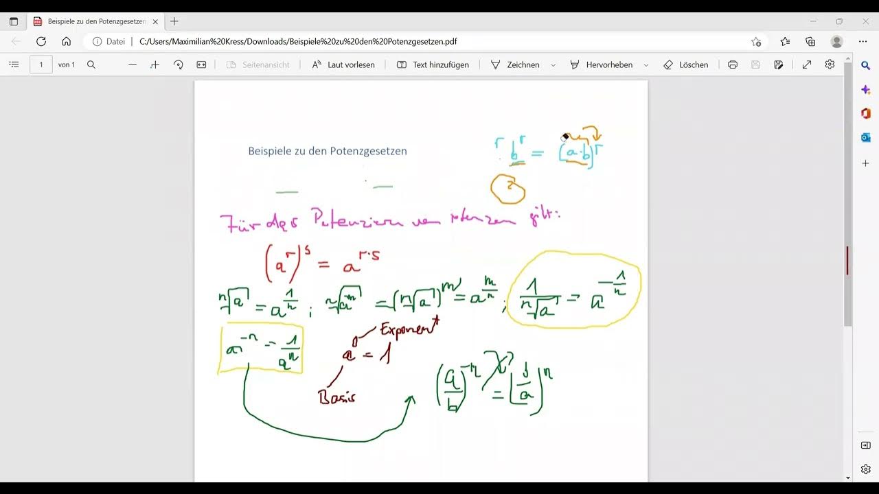 Potenzgesetze und nte Wurzel Regeln und Beispiele YouTube