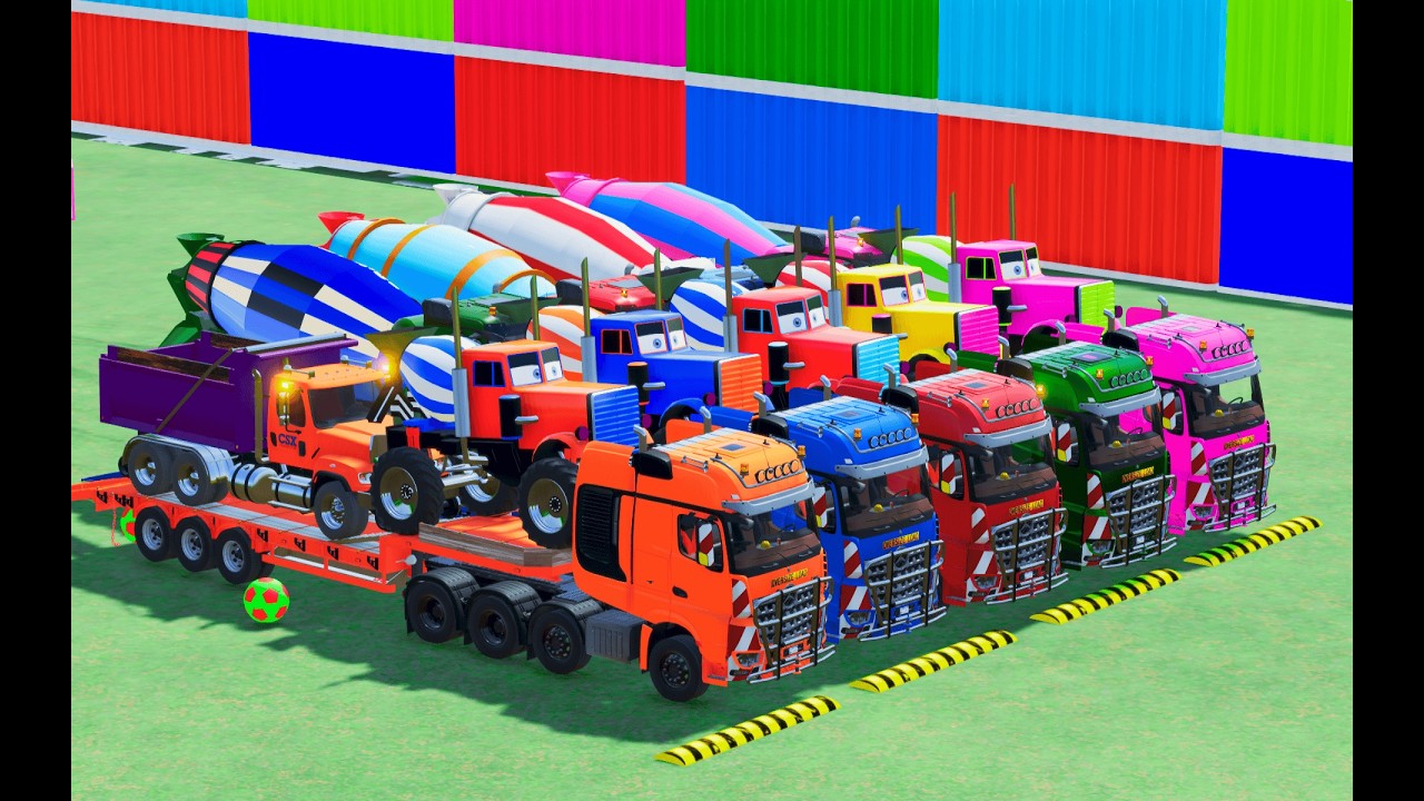 Garage with Colors   ALL MIXER TRUCK WITH DOUBLE FLATBED TRAILER TRUCK, MERCEDES BENZ, TATRA, MAN