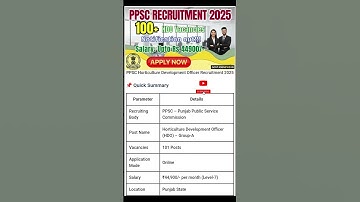 PPSC HDO Recruitment 2025 Notification Out! | Horticulture Development Officer (HDO) Vacancies