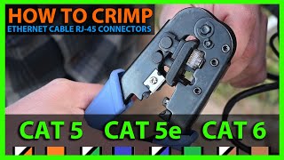 How To Crimp The End on an Ethernet Cable - RJ-45 Cat6, Cat5, or Cat5e Connector Plug Termination