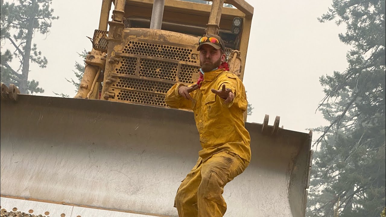 August Complex Fire, Cat D7 Pioneering Fire Lines. California wildfire