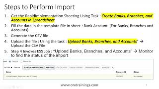 Oracle Fusion Bank, Branches, Bank Accounts - RapidImplementation Sheet Import