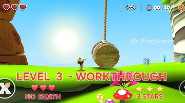 Manuganu Level 3 Walkthrough | No Death | 3 Stars | Mr Platformer