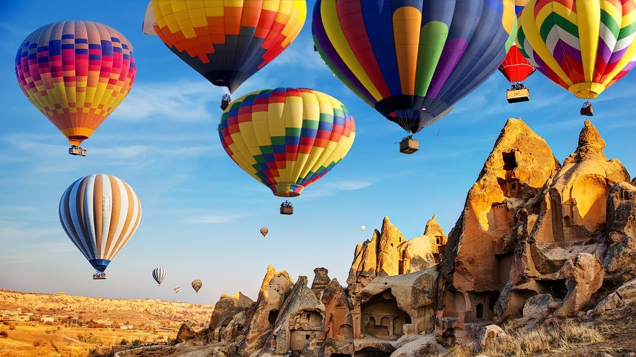 4K-Amazing Hot Balloon Rides Over Beautiful Place and Cappadocia, Turkey