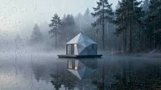 CALM NIGHT RAIN with SOFT THUNDER in a A small modern floating cabin || Relax, Rest, and Sleep Fast