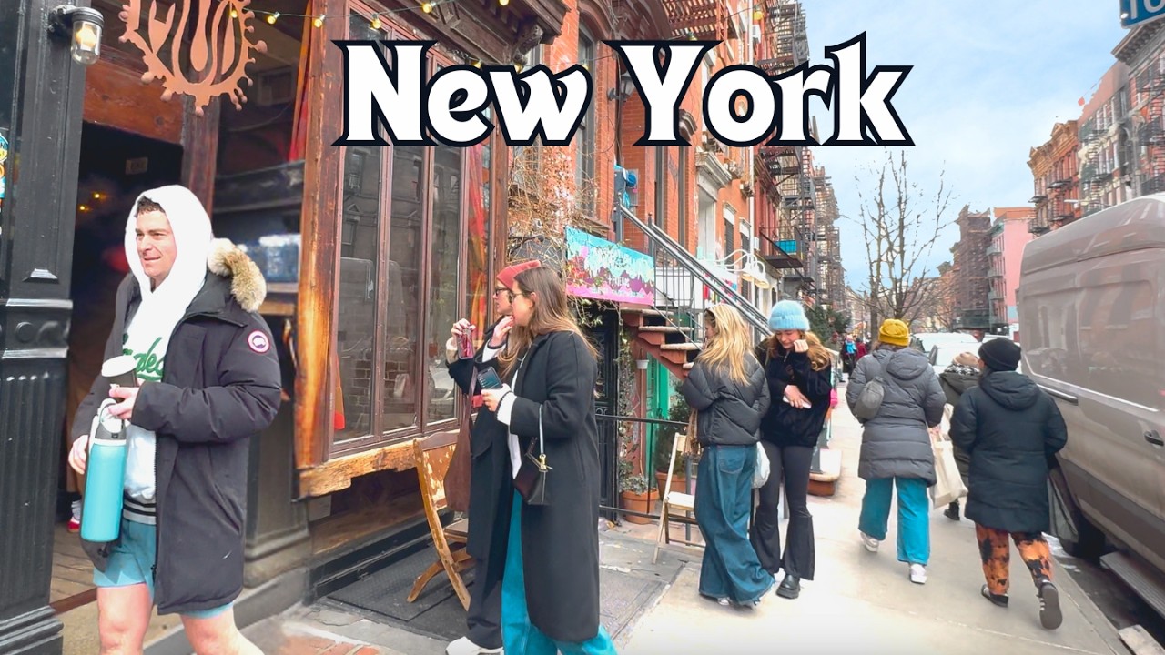 New York, Amerika Serikat | NYC | Tur Jalan di Salju 4K