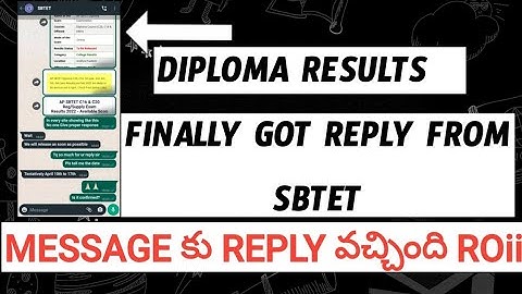 Finally Got Reply From SBTET | Diploma results update | latest reply from officials | bsd telugu tec