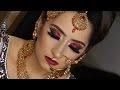 Real Bride | Modern Traditional Asian Bridal Makeup | Red Glittery Smokey Eyes