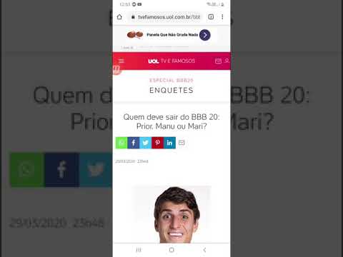 ENQUETE UOL DEFINE ELIMINAÇÃO ENTRE MANU, PRIOR OU MARI BBB 20