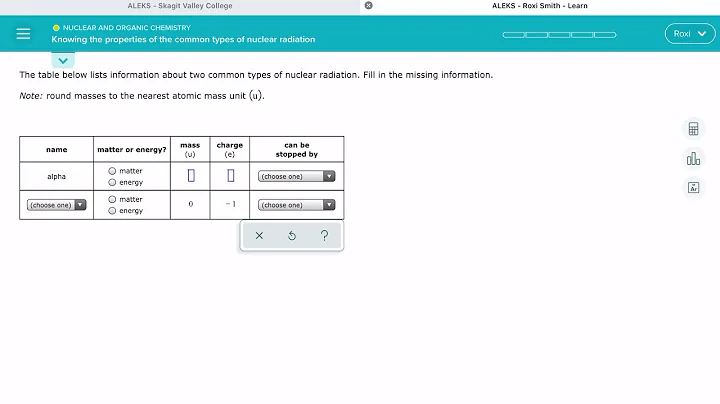 ALEKS: Knowing the properties of the common types of nuclear radiation