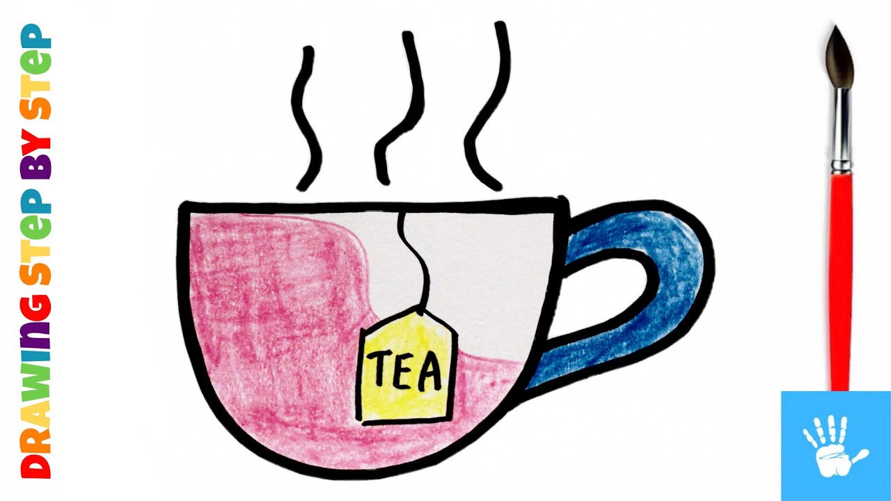 How To Draw a Cute Cup of Tea for Children Рисуем милую чашку чая для