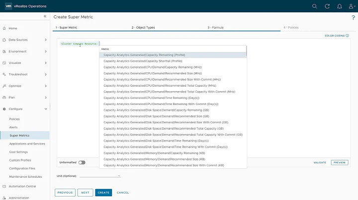 vRealize Operations 8.10 Super Metrics