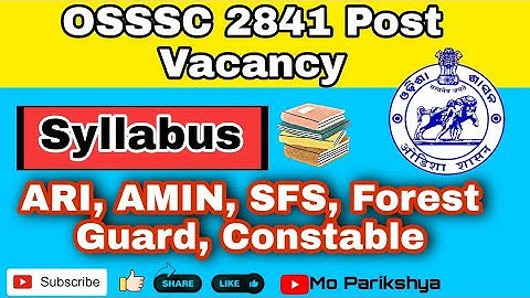 RI,ARI,AMIN syllabus Odisha || ARI, AMIN, SFS, FOREST GUARD, CONSTABLE 2841 POST ||Mo Parikshya