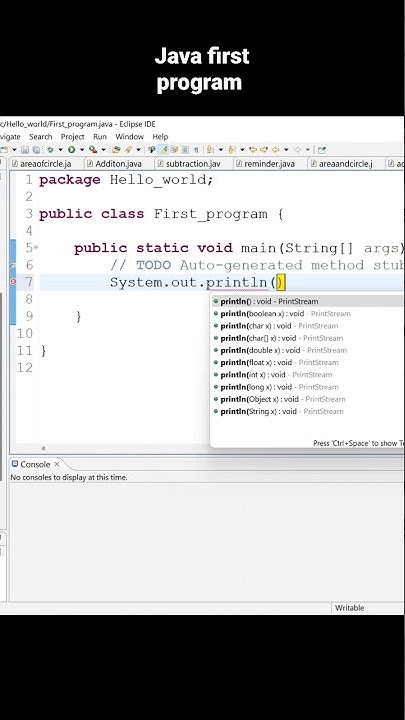 Write Java first program in eclipse | #shorts #java - YouTube