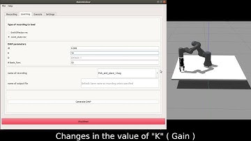 Master Thesis - Showcasing changing DMP learning parameters and playing trajectory on robot.