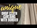 Unique Drop Cloth Curtains || DIY Drop Cloth Curtains with Southwest Detail || Black &amp; Neutral Decor