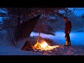 Solo Winter Camping - Snowy overnight w/ Tarp