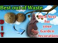 Diy  bird nest with coconut shell and clay for small balcony garden  best out of waste v1