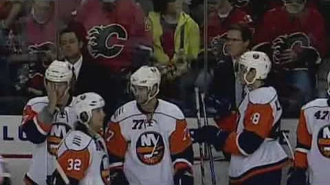 Dion Phaneuf hits Kyle Okposo Sep 17, 2009