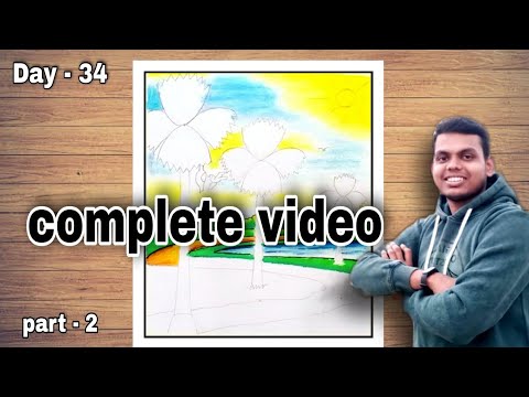 complete scenery tutorial 🎨. Day - 34 Drawing Class - YouTube
