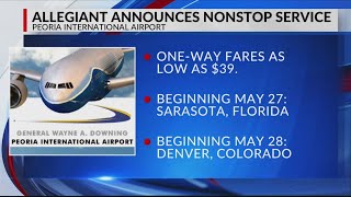 Allegiant announces new flights from Peoria International Airport