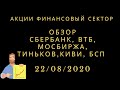 Финансовый сектор Технический анализ. Сбербанк, Мосбиржа, ВТБ, Киви, БСП, Тиньков инвестиции.